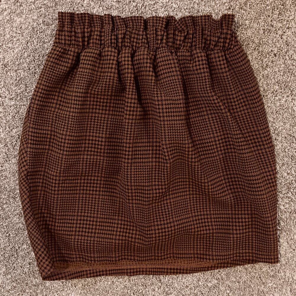 Majestic Legon Pencil Skirt, Paper Bag Waist, Free Size, Brown/Black Houndstooth